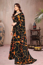 Tie and Dye Poly Georgette Leheriya Saree